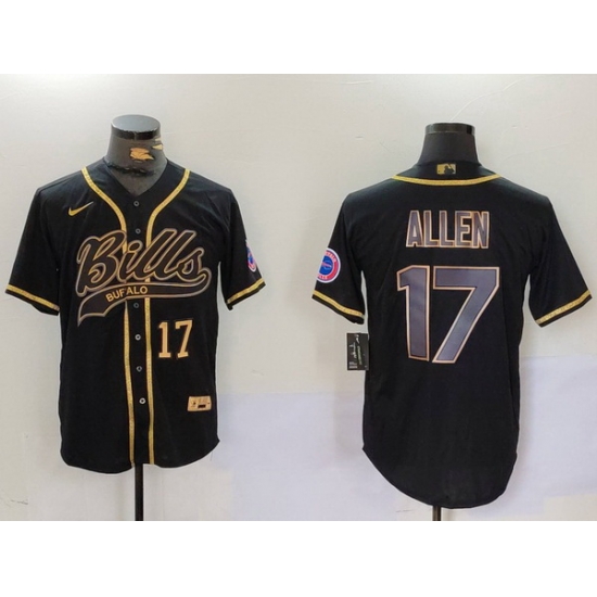 Men Buffalo Bills 17 Josh Allen Black Cool Base Stitched Baseball Jersey 8 Men Buffalo Bills 17 Josh Allen Black Cool Base Stitched Baseball Jersey 8