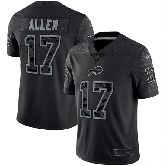 Men Buffalo Bills 17 Josh Allen Black Reflective Limited Stitched Football Jersey Men Buffalo Bills 17 Josh Allen Black Reflective Limited Stitched Football Jersey