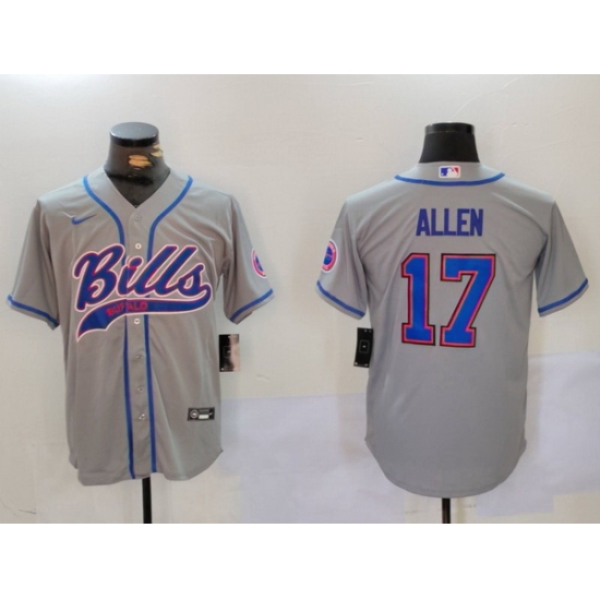 Men Buffalo Bills 17 Josh Allen Grey Team Cool Base Stitched Baseball Jersey 1 Men Buffalo Bills 17 Josh Allen Grey Team Cool Base Stitched Baseball Jersey 1