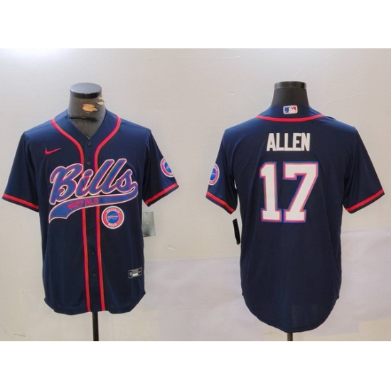 Men Buffalo Bills 17 Josh Allen Navy Team Cool Base Stitched Baseball Jersey 5 Men Buffalo Bills 17 Josh Allen Navy Team Cool Base Stitched Baseball Jersey 5