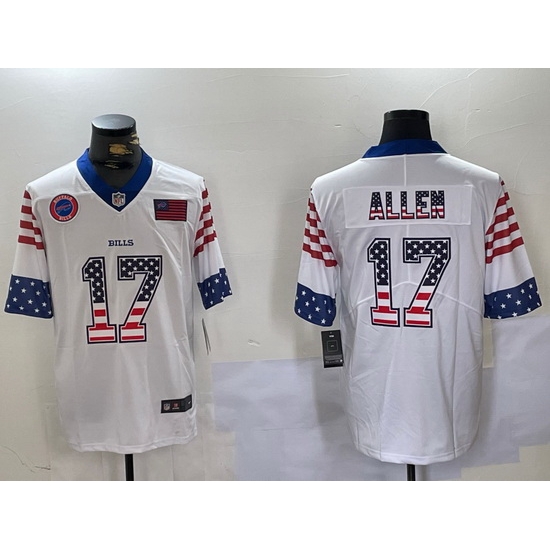 Men Buffalo Bills 17 Josh Allen White 2019 USA Flag Fashion Limited Stitched Football Jersey 2 Men Buffalo Bills 17 Josh Allen White 2019 USA Flag Fashion Limited Stitched Football Jersey 2