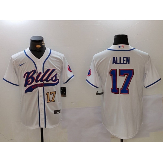 Men Buffalo Bills 17 Josh Allen White Cool Base Stitched Baseball Jersey 2 Men Buffalo Bills 17 Josh Allen White Cool Base Stitched Baseball Jersey 2