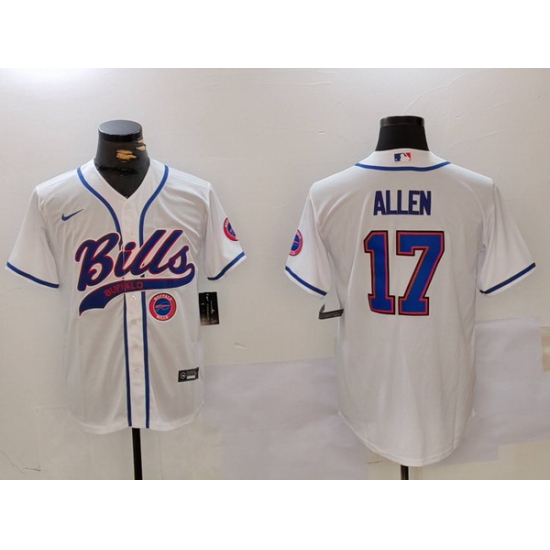 Men Buffalo Bills 17 Josh Allen White Cool Base Stitched Baseball Jersey Men Buffalo Bills 17 Josh Allen White Cool Base Stitched Baseball Jersey