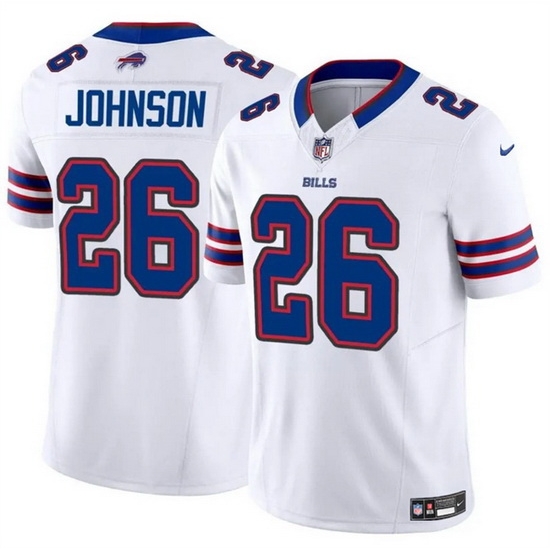 Men Buffalo Bills 26 Ty Johnson White 2024 F U S E Vapor Untouchable Limited Stitched Football Jersey Men Buffalo Bills 26 Ty Johnson White 2024 F U S E Vapor Untouchable Limited Stitched Football Jersey