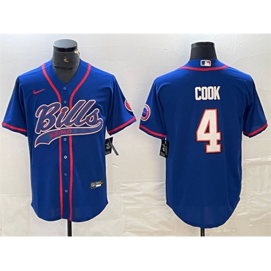 Men Buffalo Bills 4 James Cook Blue With Patch Cool Base Stitched Baseball Jersey Men Buffalo Bills 4 James Cook Blue With Patch Cool Base Stitched Baseball Jersey