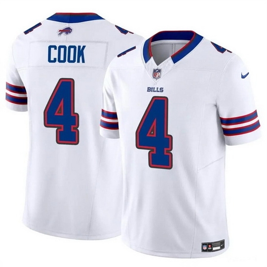 Men Buffalo Bills 4 James Cook White 2023 F U S E Vapor Untouchable Limited Stitched Football Jersey Men Buffalo Bills 4 James Cook White 2023 F U S E Vapor Untouchable Limited Stitched Football Jersey