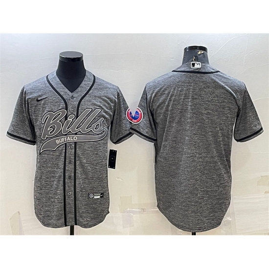 Men Buffalo Bills Blank Grey With Patch Cool Base Stitched Baseball Jersey Men Buffalo Bills Blank Grey With Patch Cool Base Stitched Baseball Jersey