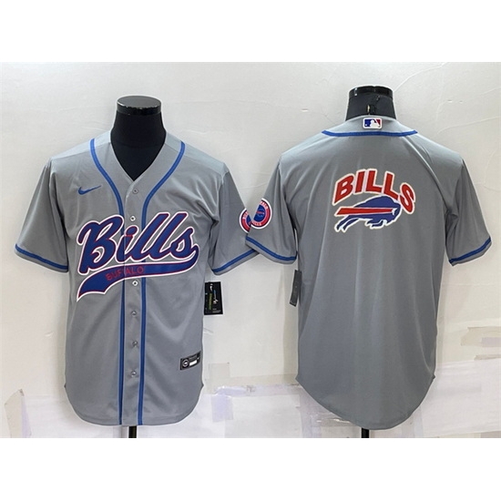 Men Buffalo Bills Grey Team Big Logo With Patch Cool Base Stitched Baseb Men Buffalo Bills Grey Team Big Logo With Patch Cool Base Stitched Baseb