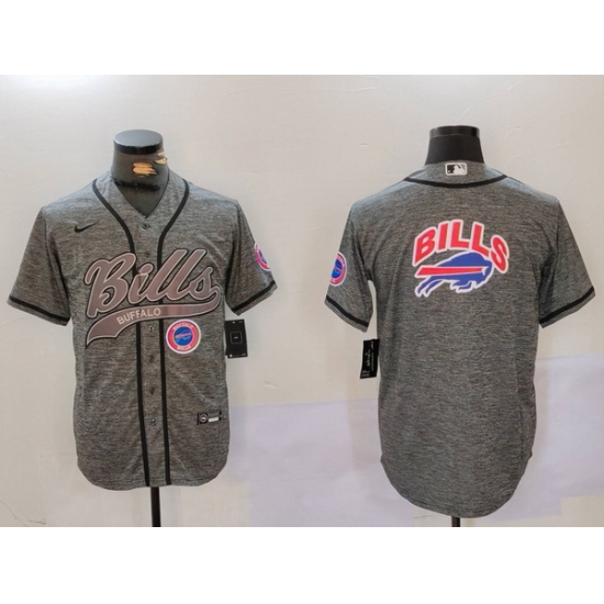 Men Buffalo Bills Grey Team Big logo Cool Base Stitched Baseball Jersey 5 Men Buffalo Bills Grey Team Big logo Cool Base Stitched Baseball Jersey 5
