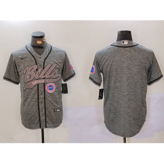 Men Buffalo Bills Grey Team Blank Cool Base Stitched Baseball Jersey 9 Men Buffalo Bills Grey Team Blank Cool Base Stitched Baseball Jersey 9