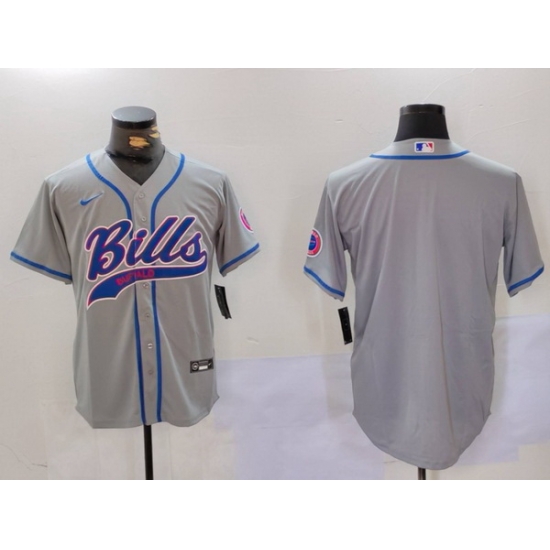 Men Buffalo Bills Grey Team Blank Cool Base Stitched Baseball Jersey Men Buffalo Bills Grey Team Blank Cool Base Stitched Baseball Jersey