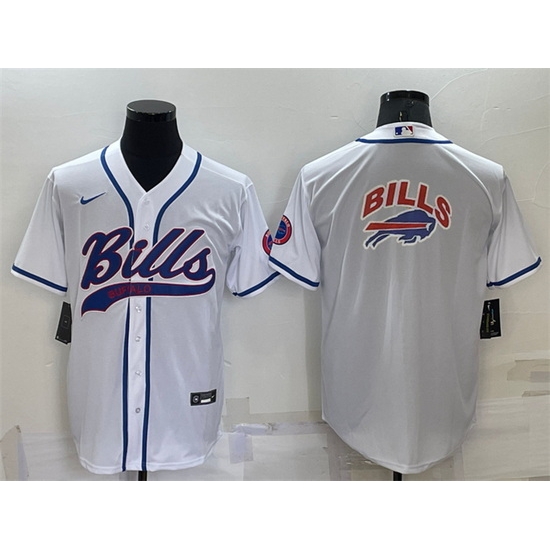 Men Buffalo Bills White Team Big Logo With Patch Cool Base Stitched Baseb Men Buffalo Bills White Team Big Logo With Patch Cool Base Stitched Baseb