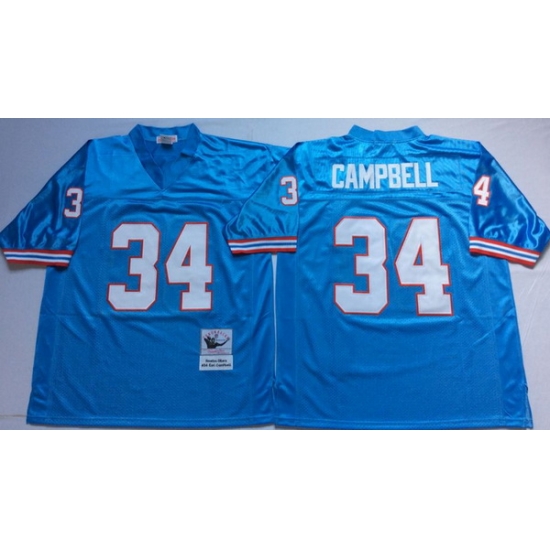 Men Oilers 34 Earl Campbell Blue M&N Throwback Jersey Men Oilers 34 Earl Campbell Blue M&N Throwback Jersey