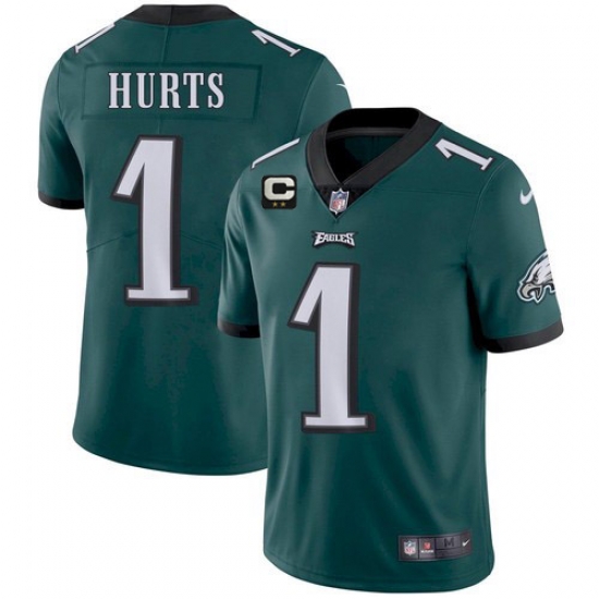 Men's Eagles 2022 #1 Jalen Hurts Green With 2-star C Patch Vapor Untouchable Limited Stitched NFL Jersey Men's Eagles 2022 #1 Jalen Hurts Green With 2-star C Patch Vapor Untouchable Limited Stitched NFL Jersey