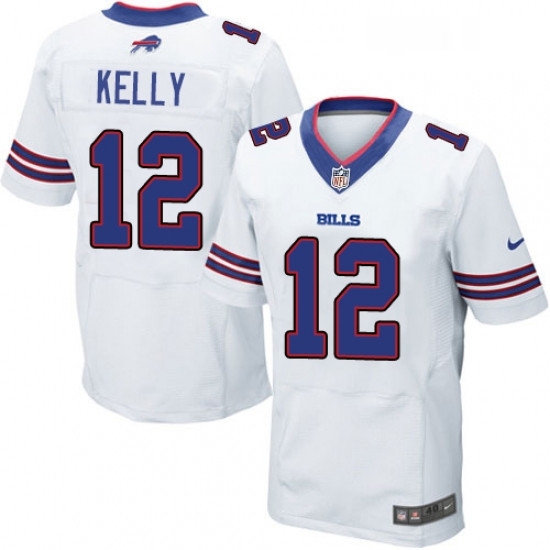 Mens Nike Buffalo Bills 12 Jim Kelly Elite White NFL Jersey Mens Nike Buffalo Bills 12 Jim Kelly Elite White NFL Jersey