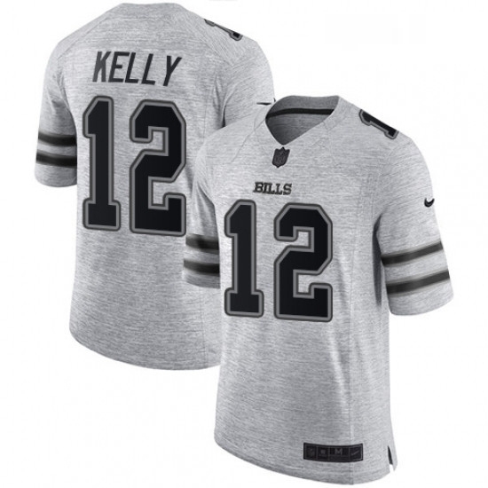 Mens Nike Buffalo Bills 12 Jim Kelly Limited Gray Gridiron II NFL Jersey Mens Nike Buffalo Bills 12 Jim Kelly Limited Gray Gridiron II NFL Jersey