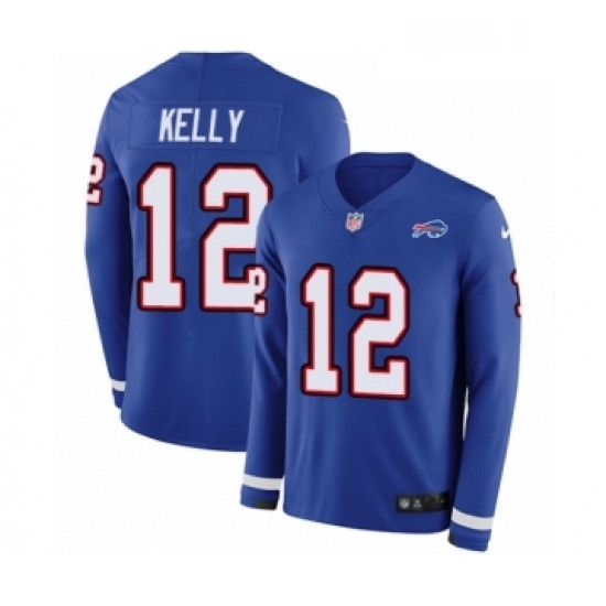 Mens Nike Buffalo Bills 12 Jim Kelly Limited Royal Blue Therma Long Sleeve NFL Jersey Mens Nike Buffalo Bills 12 Jim Kelly Limited Royal Blue Therma Long Sleeve NFL Jersey