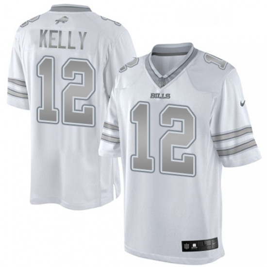 Mens Nike Buffalo Bills 12 Jim Kelly Limited White Platinum NFL Jersey Mens Nike Buffalo Bills 12 Jim Kelly Limited White Platinum NFL Jersey