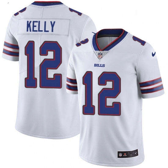 Mens Nike Buffalo Bills 12 Jim Kelly White Vapor Untouchable Limited Player NFL Jersey Mens Nike Buffalo Bills 12 Jim Kelly White Vapor Untouchable Limited Player NFL Jersey