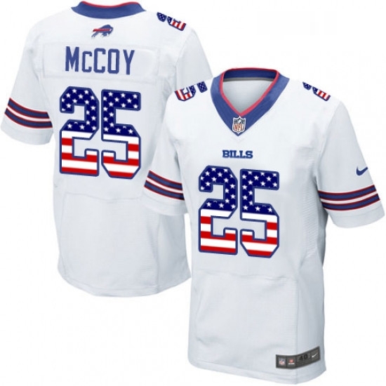 Mens Nike Buffalo Bills 25 LeSean McCoy Elite White Road USA Flag Fashion NFL Jersey Mens Nike Buffalo Bills 25 LeSean McCoy Elite White Road USA Flag Fashion NFL Jersey