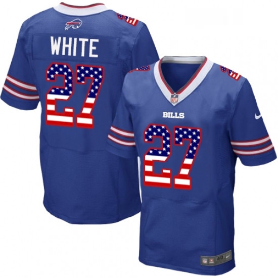 Mens Nike Buffalo Bills 27 TreDavious White Elite Royal Blue Home USA Flag Fashion NFL Jersey Mens Nike Buffalo Bills 27 TreDavious White Elite Royal Blue Home USA Flag Fashion NFL Jersey