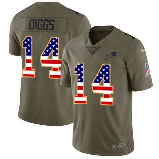 Nike Bills 14 Stefon Diggs Olive USA Flag Men Stitched NFL Limited 2017 Salute To Service Jersey Nike Bills 14 Stefon Diggs Olive USA Flag Men Stitched NFL Limited 2017 Salute To Service Jersey