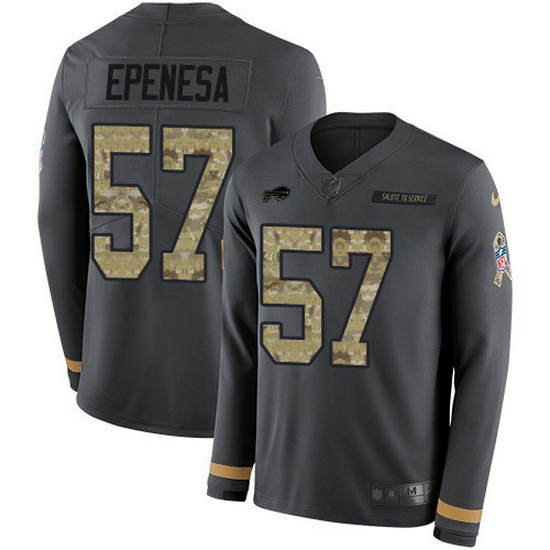 Nike Bills 57 A J Epenesas Anthracite Salute to Service Men Stitched NFL Limited Therma Long Sleeve Jersey Nike Bills 57 A J Epenesas Anthracite Salute to Service Men Stitched NFL Limited Therma Long Sleeve Jersey