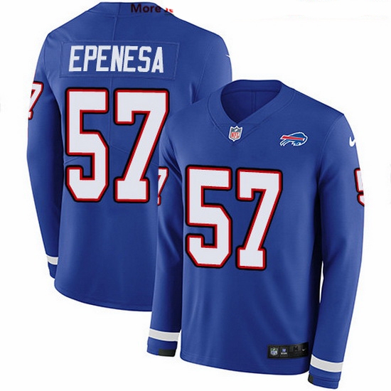 Nike Bills 57 A J Epenesas Royal Blue Team Color Men Stitched NFL Limited Therma Long Sleeve Jersey Nike Bills 57 A J Epenesas Royal Blue Team Color Men Stitched NFL Limited Therma Long Sleeve Jersey