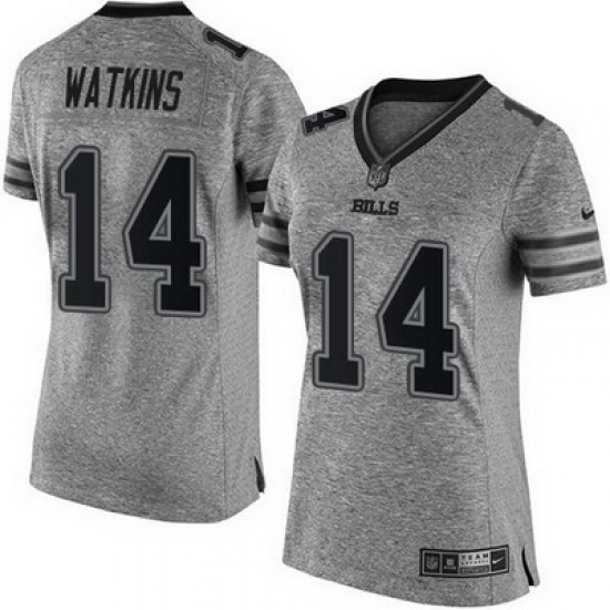 Nike Bills #14 Sammy Watkins Gray Womens Stitched NFL Limited Gridiron Gray Jersey Nike Bills #14 Sammy Watkins Gray Womens Stitched NFL Limited Gridiron Gray Jersey