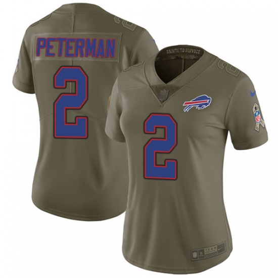 Nike Bills #2 Nathan Peterman Olive Womens Stitched NFL Limited 2017 Salute to Service Jersey Nike Bills #2 Nathan Peterman Olive Womens Stitched NFL Limited 2017 Salute to Service Jersey