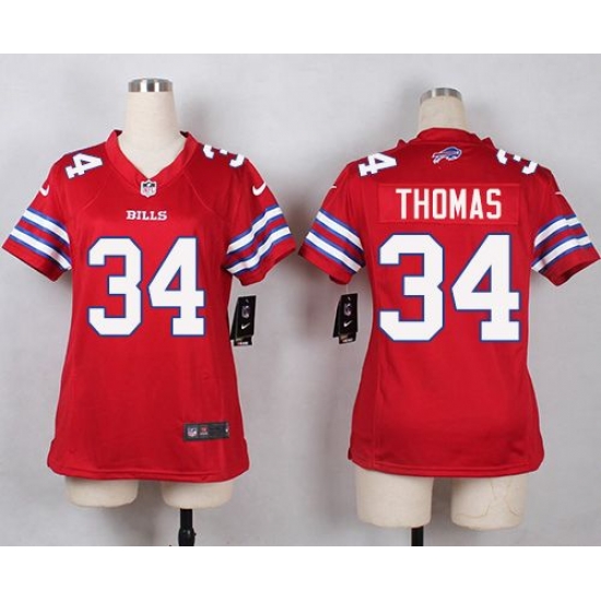 Nike Bills #34 Thurman Thomas Red Womens Stitched NFL Limited Rush Jersey Nike Bills #34 Thurman Thomas Red Womens Stitched NFL Limited Rush Jersey