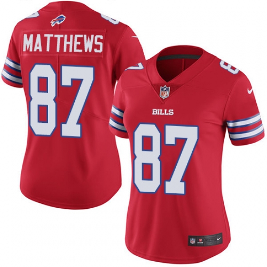 Nike Bills #87 Jordan Matthews Red Womens Stitched NFL Limited Rush Jersey Nike Bills #87 Jordan Matthews Red Womens Stitched NFL Limited Rush Jersey