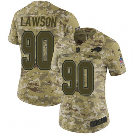 Nike Bills #90 Shaq Lawson Camo Women Stitched NFL Limited 2018 Salute to Service Jersey