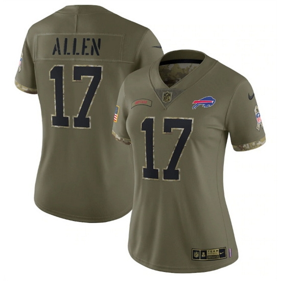 Women Buffalo Bills 17 Josh Allen Olive 2022 Salute To Service Limited Stitched Jersey Women Buffalo Bills 17 Josh Allen Olive 2022 Salute To Service Limited Stitched Jersey