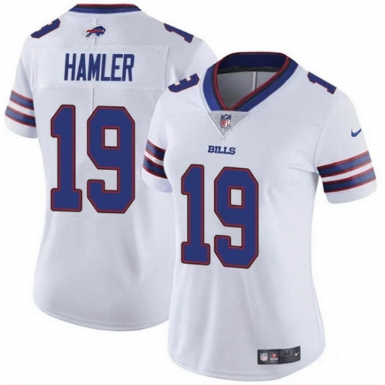Women Buffalo Bills 19 KJ Hamler White Vapor Stitched Football Jersey Women Buffalo Bills 19 KJ Hamler White Vapor Stitched Football Jersey