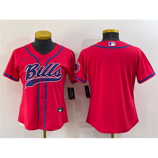 Women Buffalo Bills Blank Red With Patch Cool Base Stitched Baseball Jersey Women Buffalo Bills Blank Red With Patch Cool Base Stitched Baseball Jersey