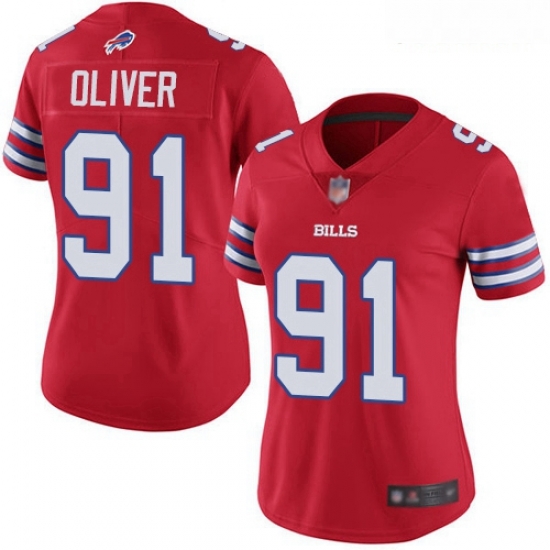 Women Nike Bills 91 Ed Oliver Red Women Color Rush Limited Jersey Women Nike Bills 91 Ed Oliver Red Women Color Rush Limited Jersey
