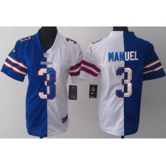 Women Nike Buffalo Bills 3 EJ Manuel Blue White Split Jerseys Women Nike Buffalo Bills 3 EJ Manuel Blue White Split Jerseys