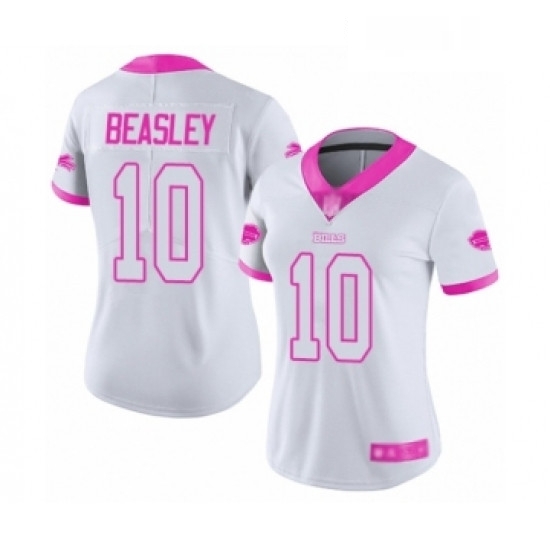 Womens Buffalo Bills 10 Cole Beasley Limited White Pink Rush Fashion Football Jersey Womens Buffalo Bills 10 Cole Beasley Limited White Pink Rush Fashion Football Jersey