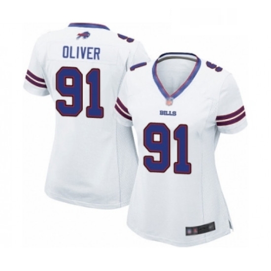 Womens Buffalo Bills 91 Ed Oliver Game White Football Jersey Womens Buffalo Bills 91 Ed Oliver Game White Football Jersey