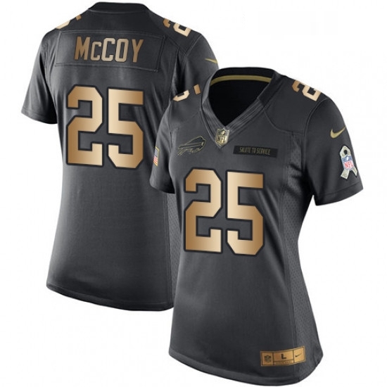 Womens Nike Buffalo Bills 25 LeSean McCoy Limited BlackGold Salute to Service NFL Jersey Womens Nike Buffalo Bills 25 LeSean McCoy Limited BlackGold Salute to Service NFL Jersey