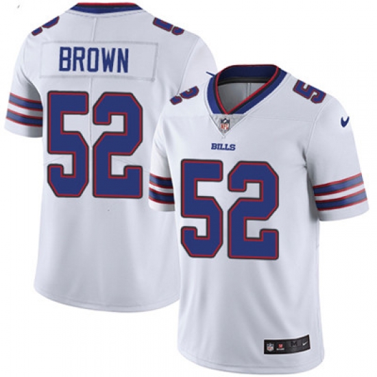 Youth Nike Bills #52 Preston Brown White Stitched NFL Vapor Untouchable Limited Jersey Youth Nike Bills #52 Preston Brown White Stitched NFL Vapor Untouchable Limited Jersey