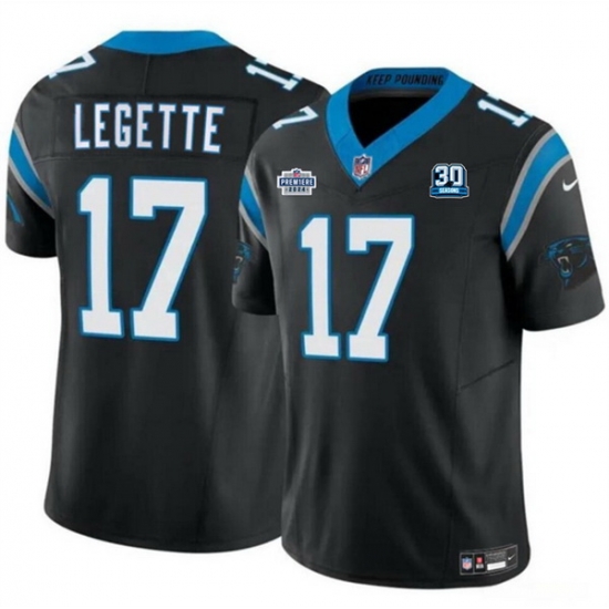 Men Carolina Panthers 17 Xavier Legette Black 2024 With Dradt Patch And 30th Anniversary Patch F U S E Vapor Limited Stitched Football Jersey Men Carolina Panthers 17 Xavier Legette Black 2024 With Dradt Patch And 30th Anniversary Patch F U S E Vapor Limited Stitched Football Jersey