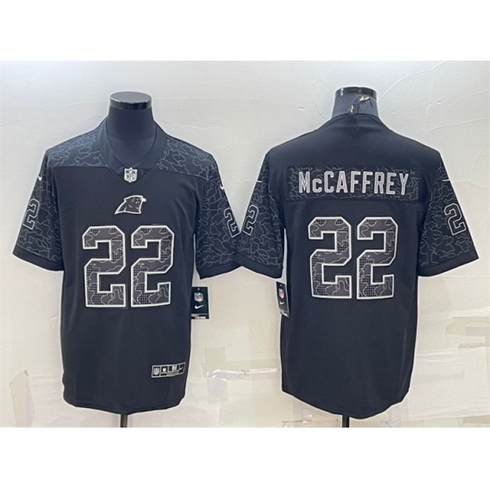 Men Carolina Panthers 22 Christian McCaffrey Black Reflective Limited Stitched Men Carolina Panthers 22 Christian McCaffrey Black Reflective Limited Stitched