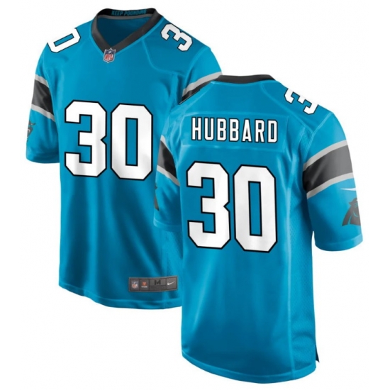 Men Carolina Panthers #30 Chuba Hubbard Blue F U S E Stitched NFL Jersey Men Carolina Panthers #30 Chuba Hubbard Blue F U S E Stitched NFL Jersey