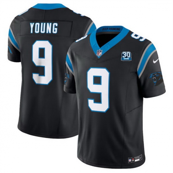 Men Carolina Panthers 9 Bryce Young Black 2024 30th Anniversary Patch F U S E Vapor Limited Stitched Football Jersey Men Carolina Panthers 9 Bryce Young Black 2024 30th Anniversary Patch F U S E Vapor Limited Stitched Football Jersey