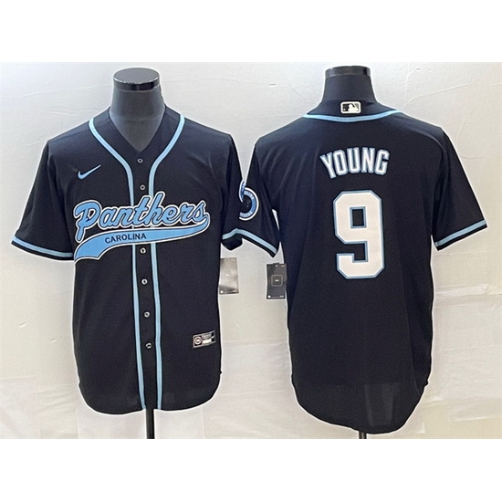 Men Carolina Panthers 9 Bryce Young Black With Patch Cool Base Stitched Baseball Jersey Men Carolina Panthers 9 Bryce Young Black With Patch Cool Base Stitched Baseball Jersey