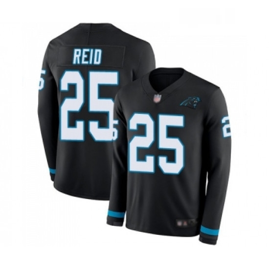 Mens Carolina Panthers 25 Eric Reid Limited Black Therma Long Sleeve Football Jersey Mens Carolina Panthers 25 Eric Reid Limited Black Therma Long Sleeve Football Jersey