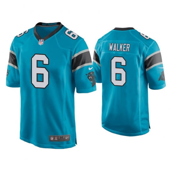 Men's Carolina Panthers #6 P.J. Walker Blue Game Nike Jersey Men's Carolina Panthers #6 P.J. Walker Blue Game Nike Jersey