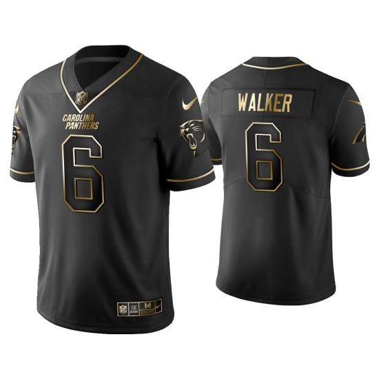 Men's Carolina Panthers #6 P.J. Walker Golden Edition Vapor Limited Black Nike Jersey Men's Carolina Panthers #6 P.J. Walker Golden Edition Vapor Limited Black Nike Jersey